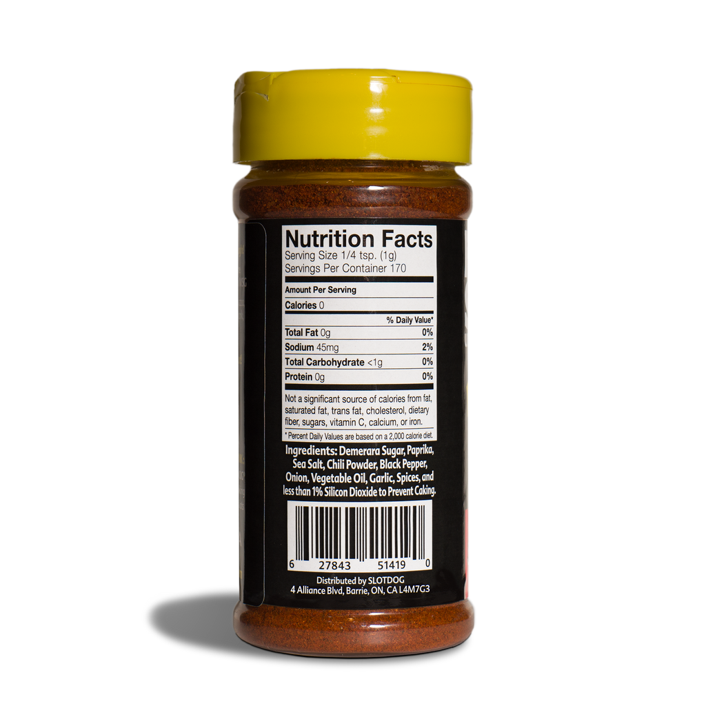 Frank Spank Woody Hot Dog Rub Nutrition Label